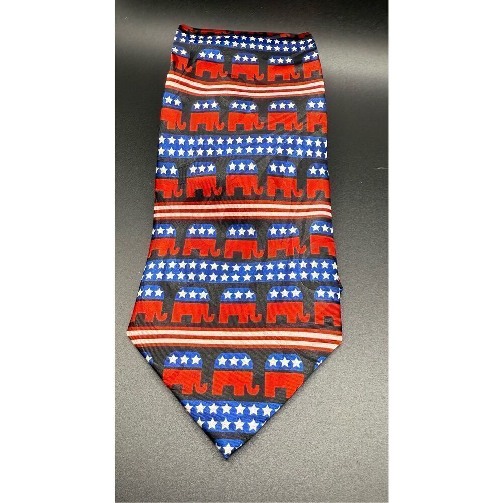 Steven Harris Republican Party Novelty Tie Elephant Red/White/Blue